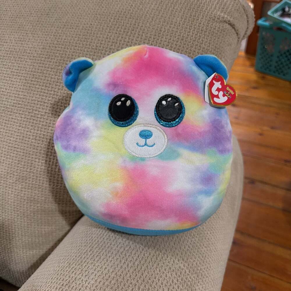 2021 TY Squish-a-Boos HOPE Tie-Dye Bear Cushion Pillow (Small Size) Plush MWMTs